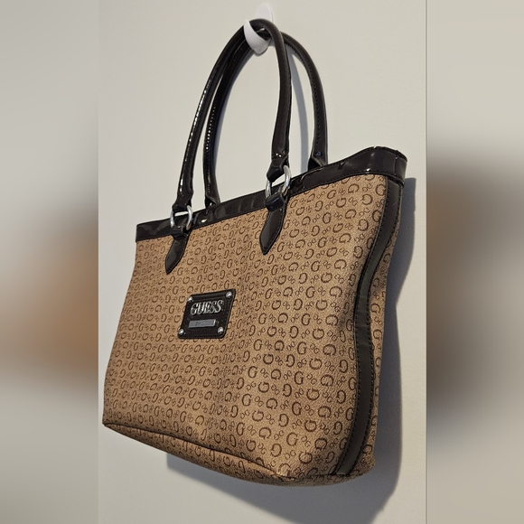 Guess Brown Signature Shoulder Tote Bag - Picture 5 of 15